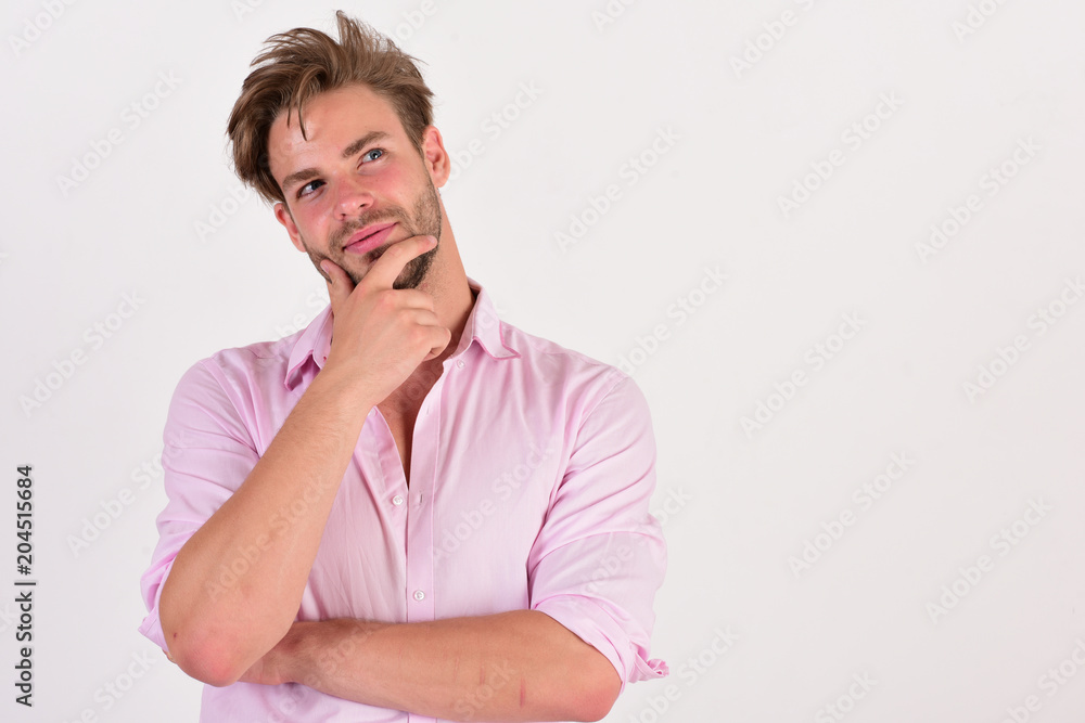 Man with thoughtful face isolated on white background Man with thoughtful face isolated on white background