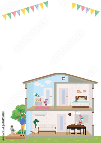 住宅　家　断面図　イラスト
