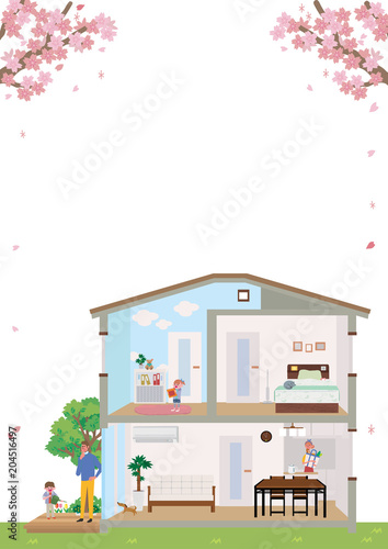 住宅　家　断面図　イラスト　ポスター
