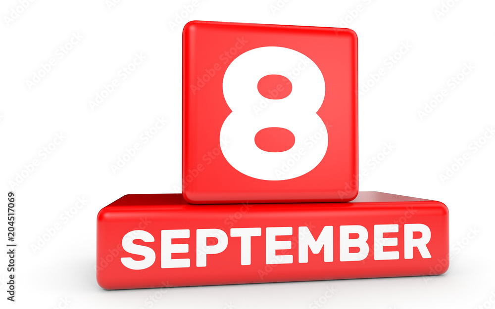 September 8. Calendar on white background. September 8. Calendar on white background.