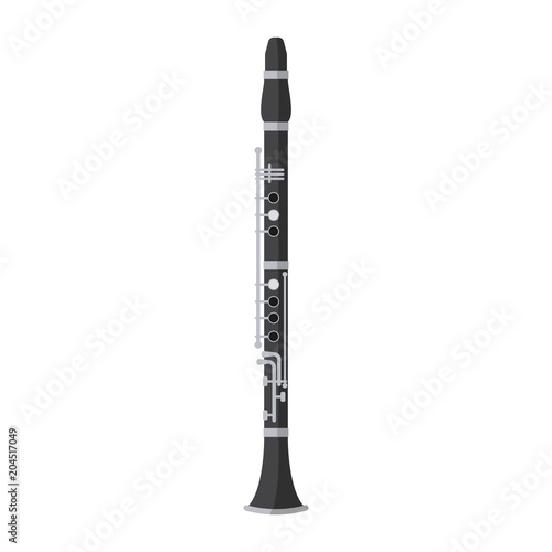 Vector illustration of a clarinet in cartoon style isolated on white background
