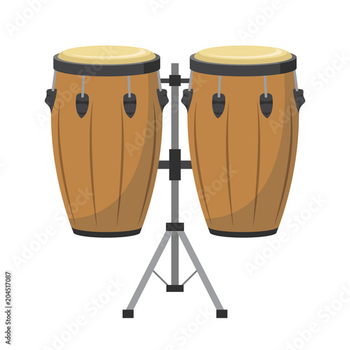 Vector illustration of conga drums in cartoon style isolated on white background