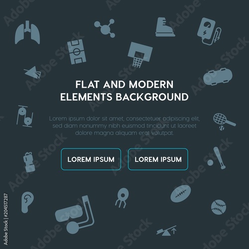 health, science, sports fill vector icons and elements background concept on dark background.Multipurpose use on websites, presentations, brochures and more