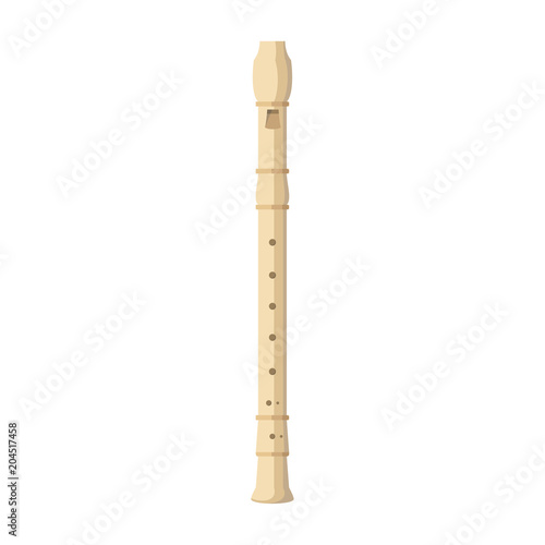 Vector illustration of a flute in cartoon style isolated on white background Fototapet
