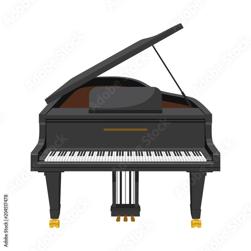 Vector illustration of a grand piano in cartoon style isolated on white background
