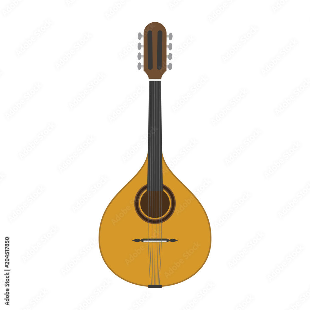 Vector illustration of a mandolin in cartoon style isolated on white