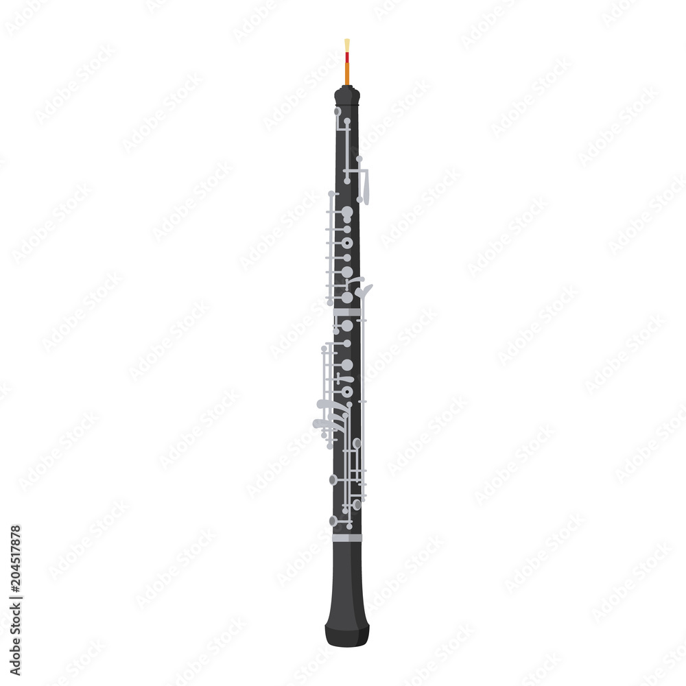 Naklejka premium Vector illustration of an oboe in cartoon style isolated on white background