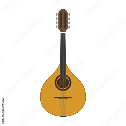 Vector illustration of a mandolin in cartoon style isolated on white background