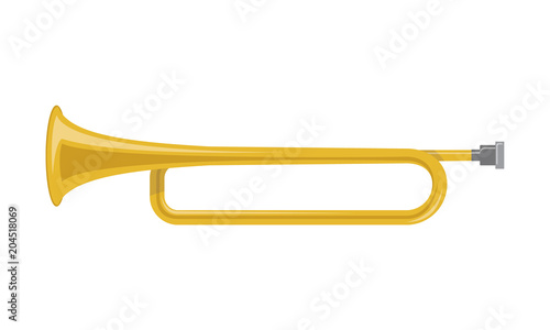 Vector illustration of a trumpet in cartoon style isolated on white background