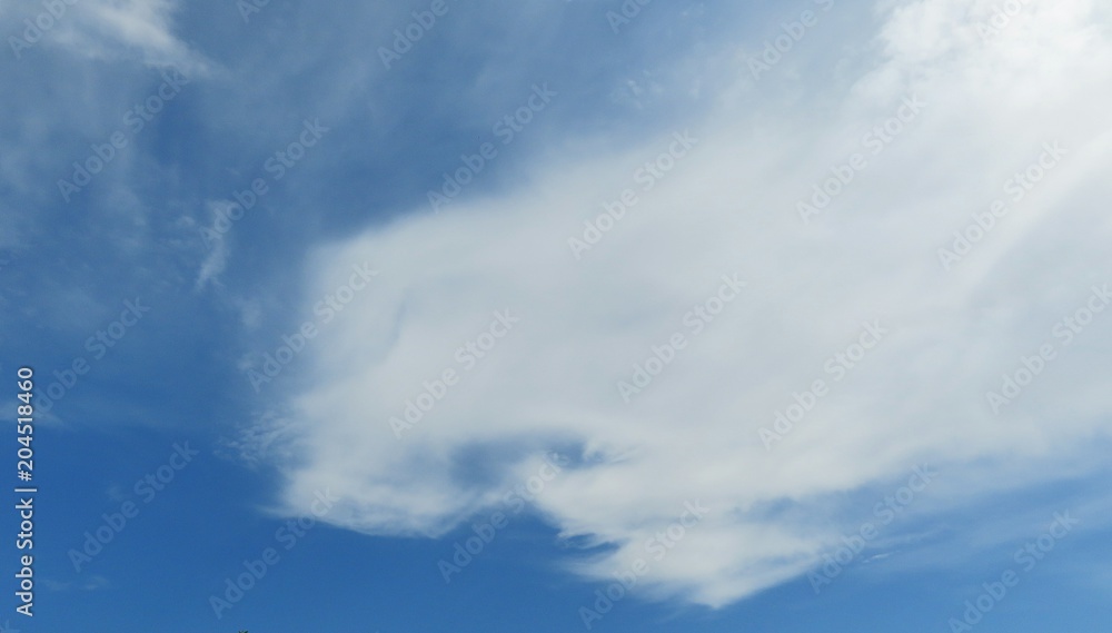 Beautiful fluffy clouds in blue sky, natural background