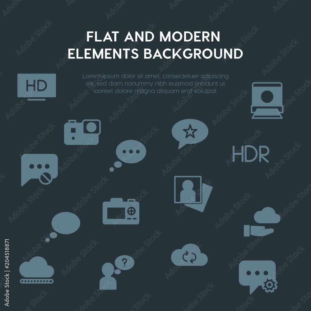 cloud and networking, chat and messenger, video, photos fill vector icons and elements background concept on dark background.Multipurpose use on websites, presentations, brochures and more cloud and networking, chat and messenger, video, photos fill vector icons and elements background concept on dark background.Multipurpose use on websites, presentations, brochures and more