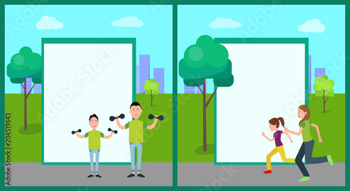 Outdoor Activity Color Banners Vector Illustration