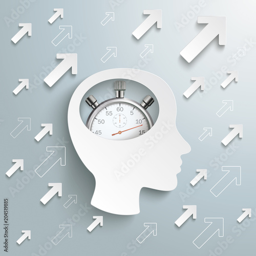 Human Head Brain Arrows Growth Success Stopwatch