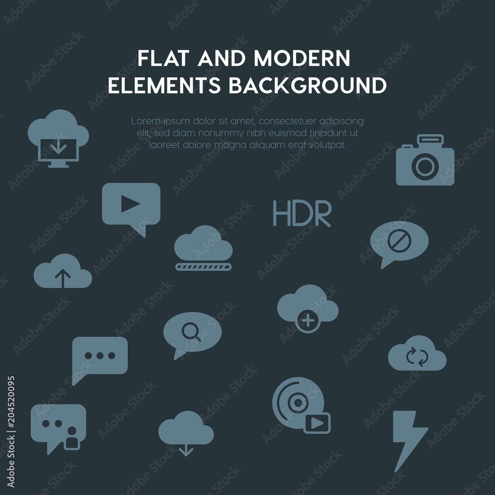 cloud and networking, chat and messenger, video, photos fill vector icons and elements background concept on dark background.Multipurpose use on websites, presentations, brochures and more cloud and networking, chat and messenger, video, photos fill vector icons and elements background concept on dark background.Multipurpose use on websites, presentations, brochures and more