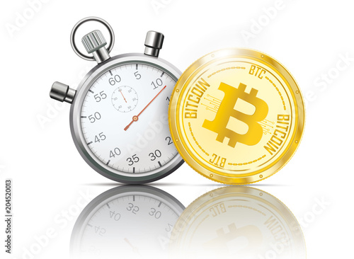 Golden Coin Stopwatch Bitcoin Mirror