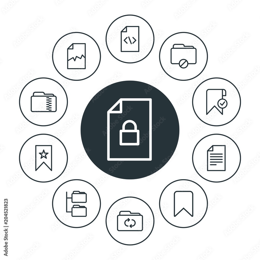 folder, bookmarks, files Infographic Circle outline Icons Set. Contains such Icons as check, add, booklet, safe, security, corrupt, element, favorite and more. Fully Editable. Pixel Perfect folder, bookmarks, files Infographic Circle outline Icons Set. Contains such Icons as check, add, booklet, safe, security, corrupt, element, favorite and more. Fully Editable. Pixel Perfect