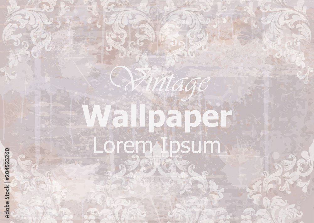 Vintage wallpaper Vector. Classic ornament elegant structure. Grunge background retro theme decors