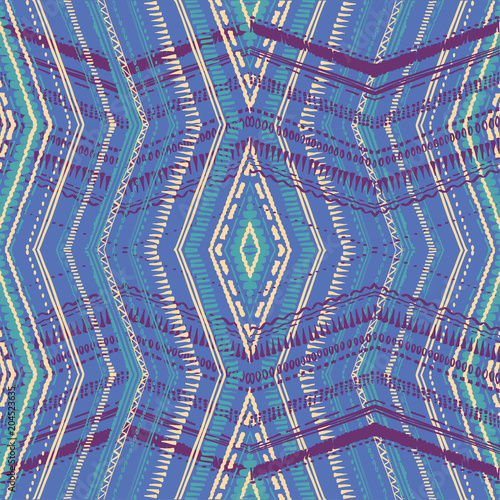 Abstract Ikat and boho style handcraft fabric pattern. Traditional Ethnic design for clothing and textile background, carpet or wallpaper
