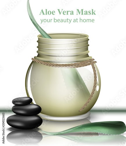 Aloe vera organic cosmetics cream Vector. Lotion product realistic mock up. p...