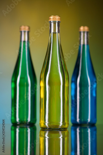 bottles on a colorful background