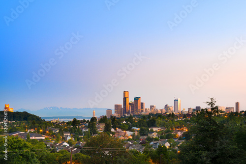 Central District Neighborhood and downtown of Seattle, Washington, USA