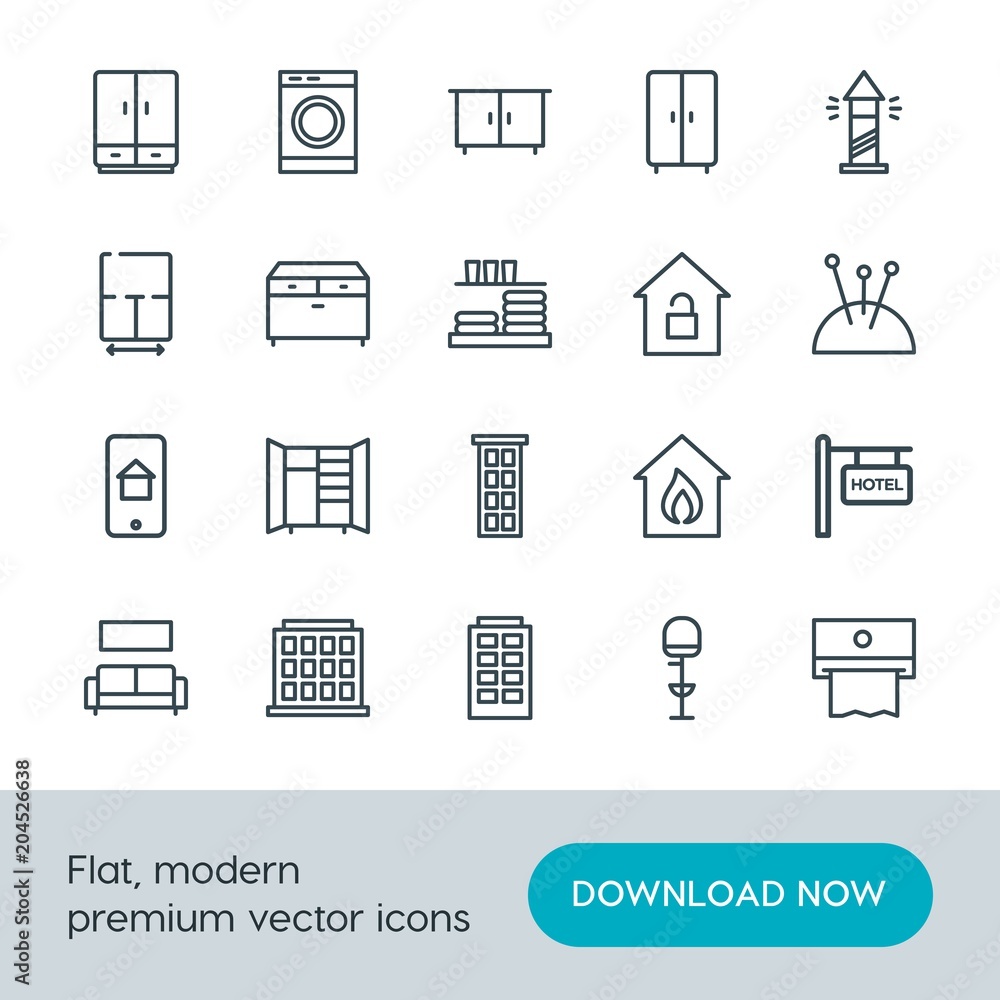 Modern Simple Set of buildings, furniture, housekeeping Vector outline Icons. Contains such Icons as  text,  clean, sofa,  furniture,  home and more on white background. Fully Editable. Pixel Perfect.