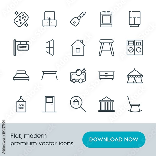 Modern Simple Set of buildings, furniture, housekeeping Vector outline Icons. Contains such Icons as interior, cabinet, domestic, coffee and more on white background. Fully Editable. Pixel Perfect.