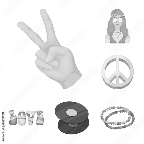 Happy and attribute monochrome icons in set collection for design. Happy and accessories vector symbol stock web illustration.