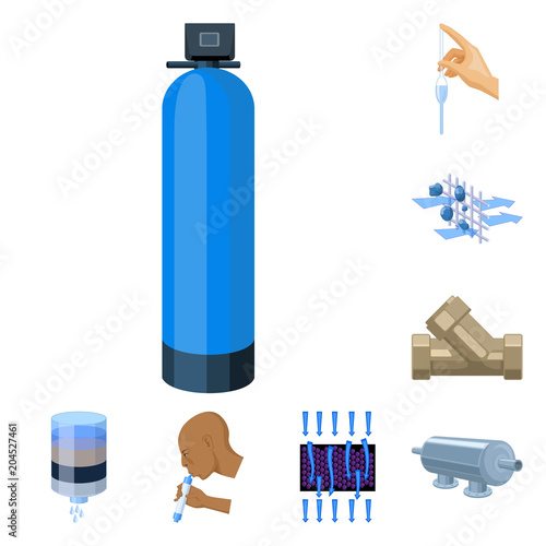 Water filtration system cartoon icons in set collection for design. Cleaning equipment vector symbol stock web illustration.