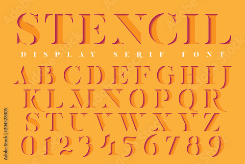 Display stencil serif antique font
