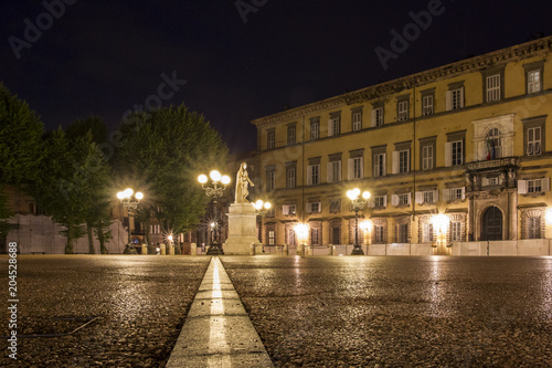 Nocturnal Old Town streets with street lighting in the Tuscan city of Lucca in Italy © were