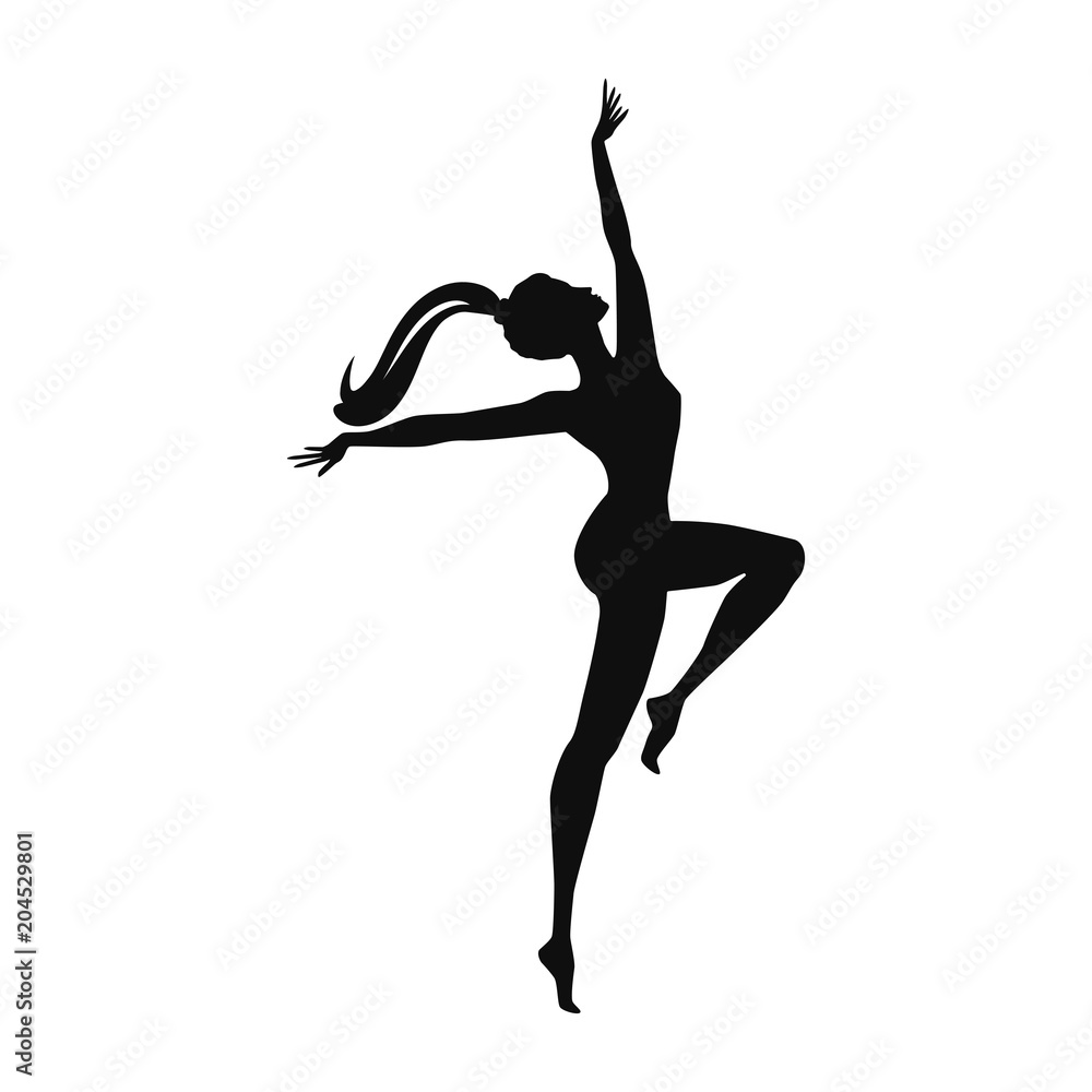 Sketch. Dancer - young girl dances - isolated on white background - art vector