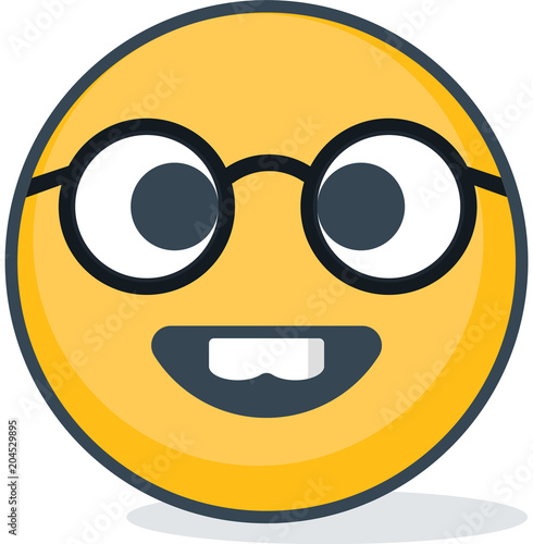 Isolated nerd emoticon. Isolated emoticon.