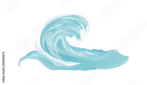 Wave of sea big blue with splashes in grunge style - surfing - isolated on white background - element for design - art vector