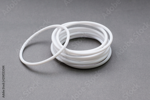 Fotografía Teflon ring seals on gray background