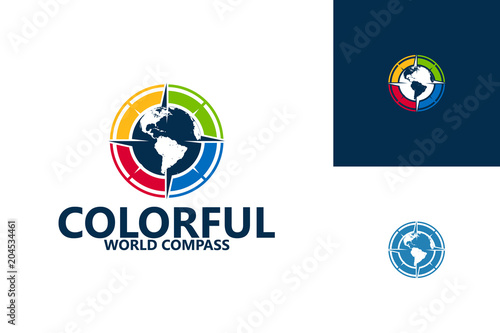 Colorful World Compass Logo Template Design Vector, Emblem, Design Concept, Creative Symbol, Icon