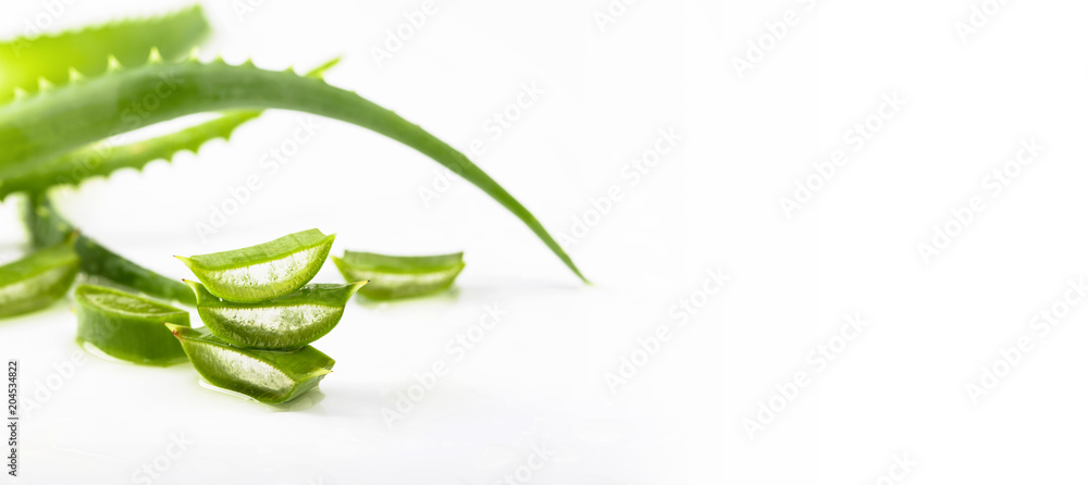 Cut Aloe Vera leaves on white background. Cut Aloe Vera leaves on white background.