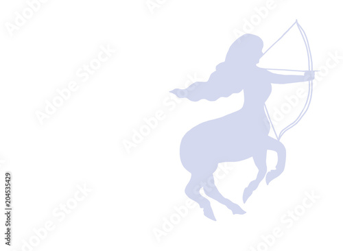 blue silhouette on white women archery background