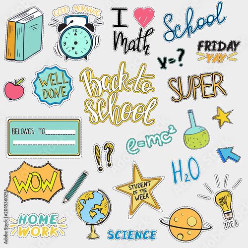 Set of back to school stickers