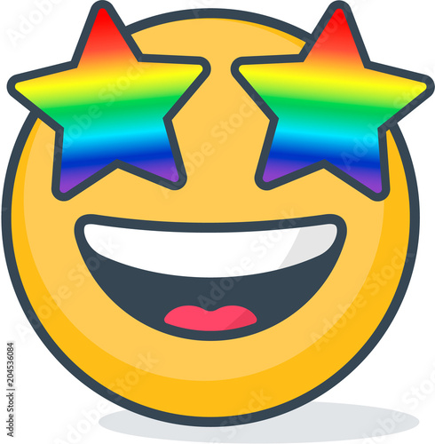 Isolated stars eye emoticon. Isolated emoticon.