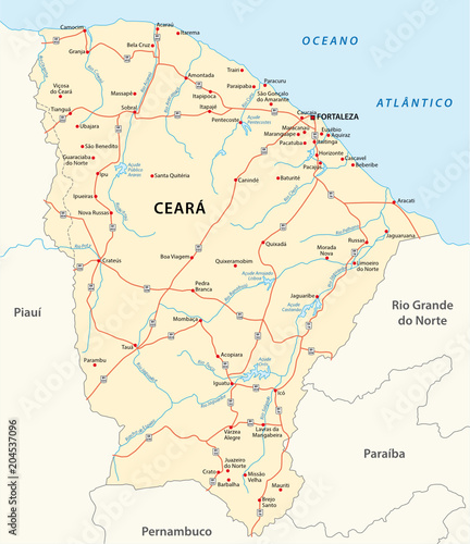 road vector map of the brazilian state ceara photo