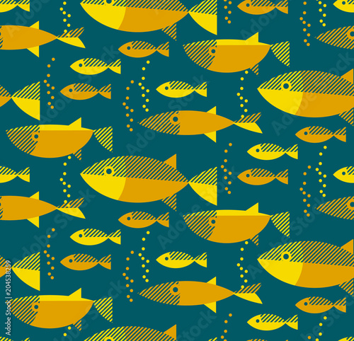 gold fish seamless pattern in retro color.