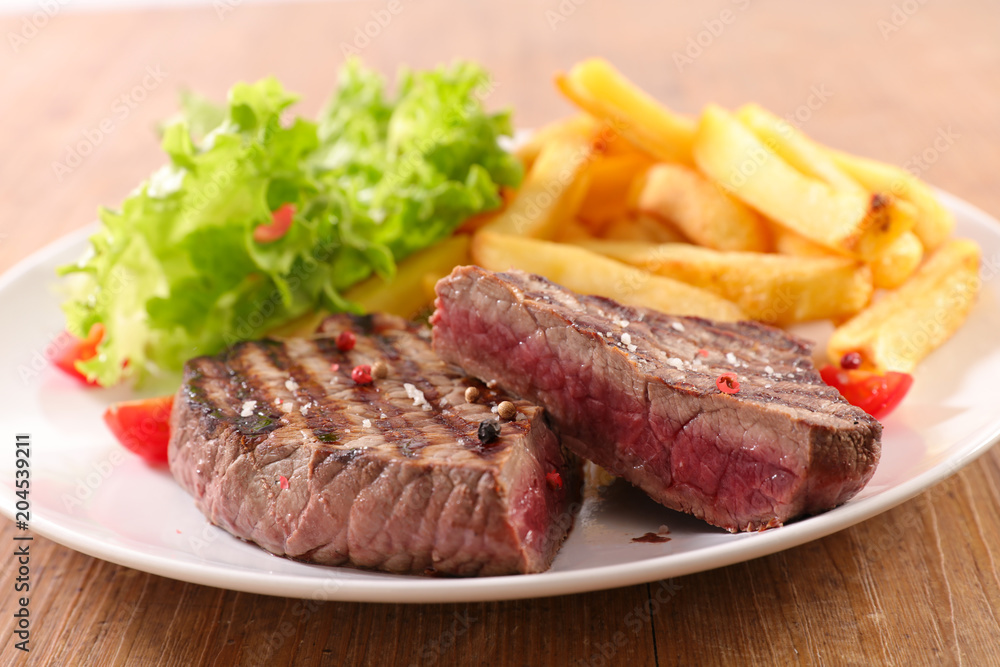 grilled beef and french fries