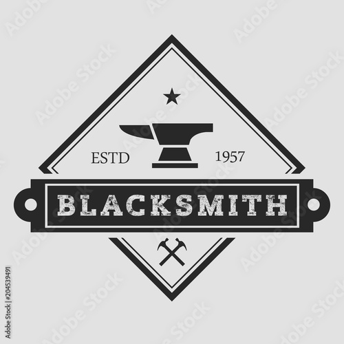 Blacksmith smith union shoer anvil logo set. Smith allince logos. Heavy industry.