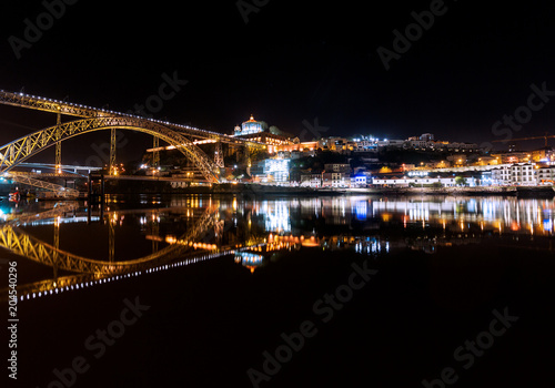 Nightview of Porto, Douro River, Portugal.