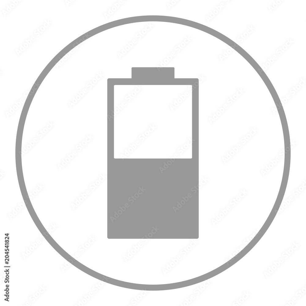 Half charged battery. Vector icon. Half charged battery. Vector icon.
