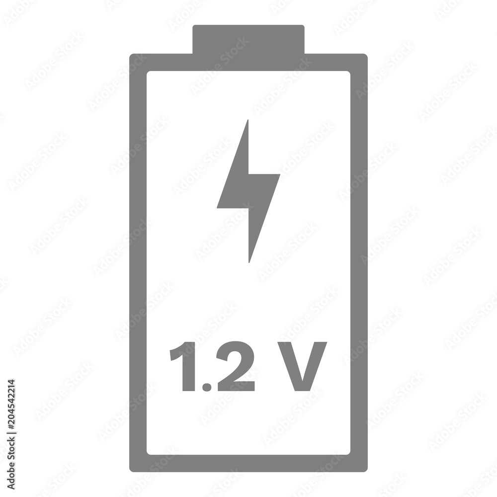 1.2 volt battery icon. Vector. 1.2 volt battery icon. Vector.
