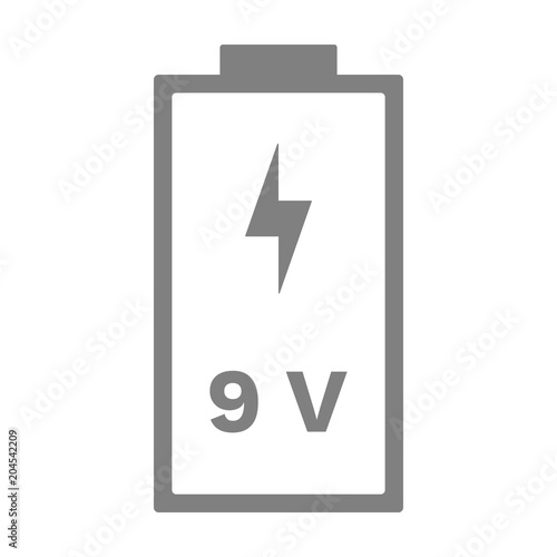 9 volt battery icon. Vector.