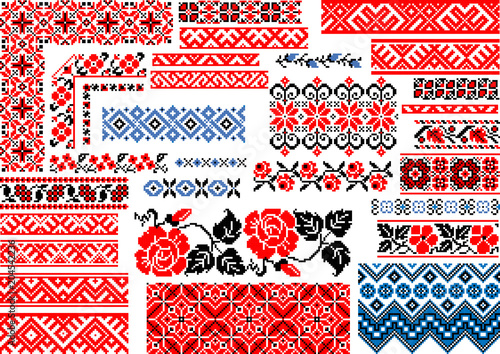 Collection of 30 Seamless Ethnic Patterns for Embroidery Stitch