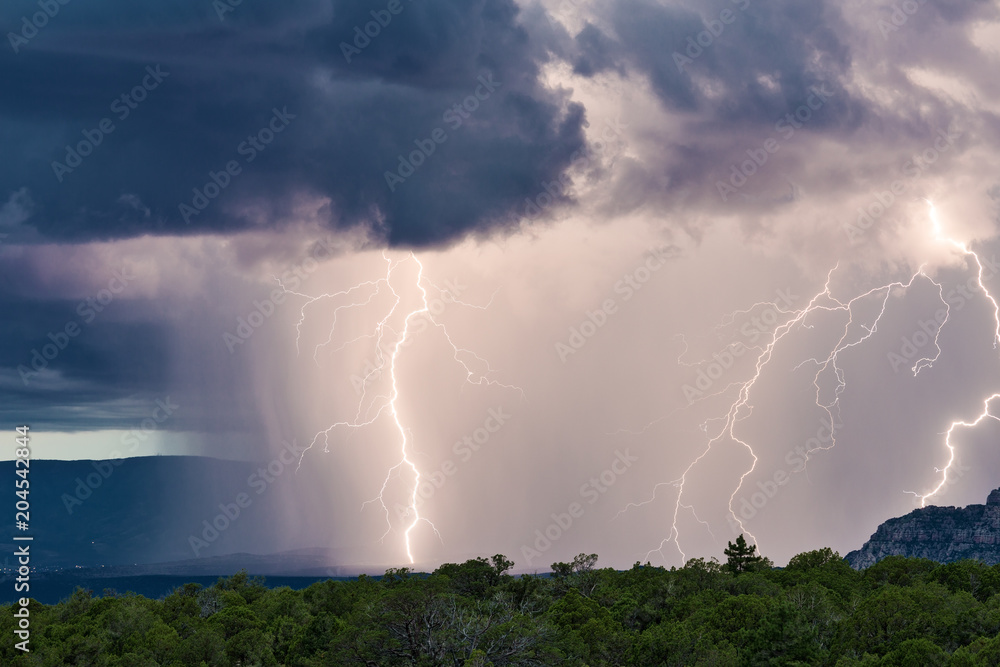 Thunderstorm lightning bolts and heavy rain Thunderstorm lightning bolts and heavy rain